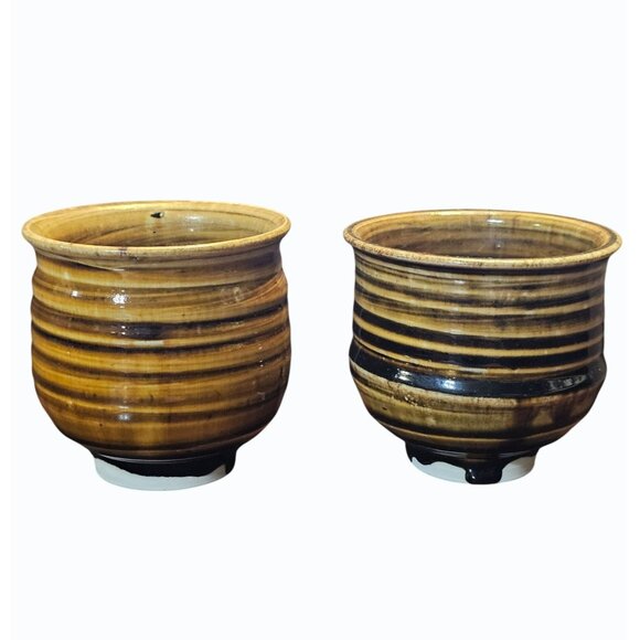 Vtg Signed MARK ZAMANTAKIS Studio Art Pottery Footed Ceramic Pots 3.5 Inches - Picture 4 of 13